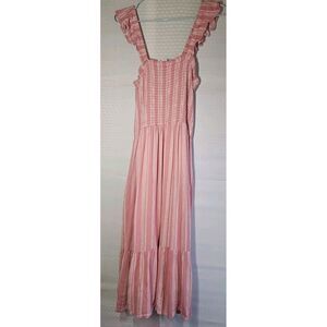 Gibson Look, Cottage Core, Size Large Dress, 70s, Smocking,‎ Ruffle Hem, Slip